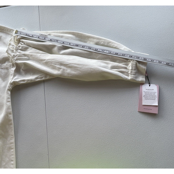 AVEC LES FILLES Oversized Denim Jean Jacket Off White Ruffled Feminine Sleeve M - Picture 10 of 16
